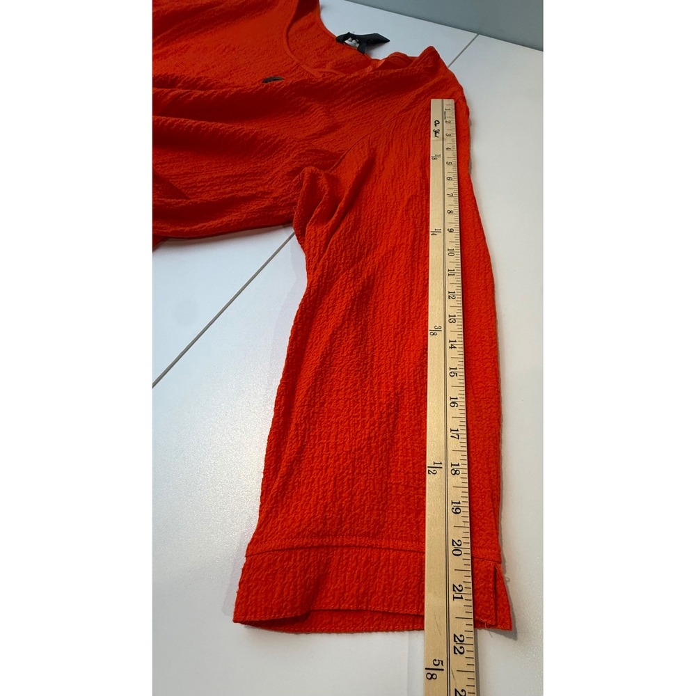 Ali Miles Blouse Womens 1X Orange Crinkle Button Accent Tunic Top Artsy Mature - Picture 9 of 9
